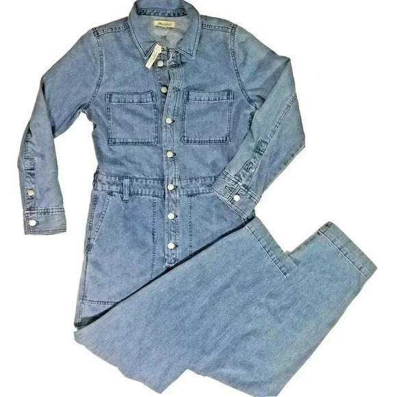 NWT Madewell Denim Relaxed Coverall Jumpsuit in Glenroy Wash Jean Medium MC932 - Picture 1 of 7
